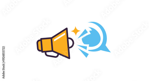 Megaphone Loudspeaker Icon with Speech Bubble.