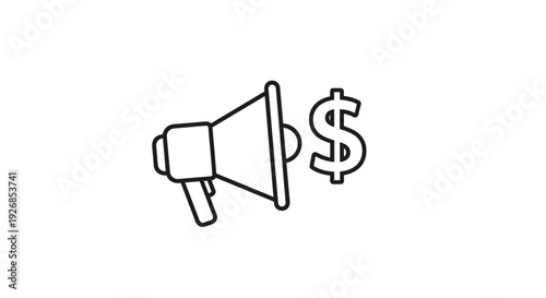 Megaphone with Dollar Sign Advertising.