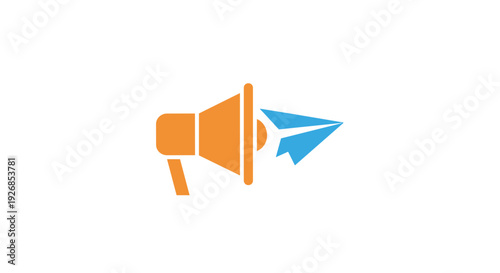 Megaphone with Paper Plane Iconography.