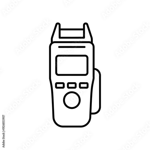 Minimalist vector illustration of a walkie talkie device in black and white, ideal for communication, safety, and tech design projects.