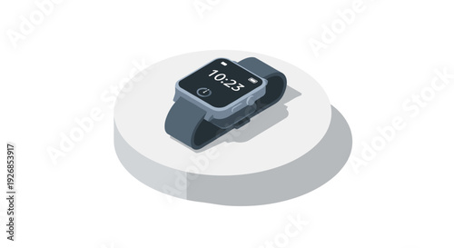 Modern Smartwatch on White Platform Display.