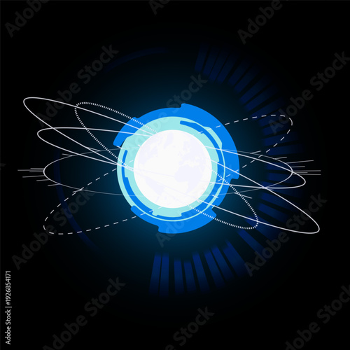 abstract technology futuristic concept HUD interface hologram elements of digital data and circle percent vitality innovation on blue color background