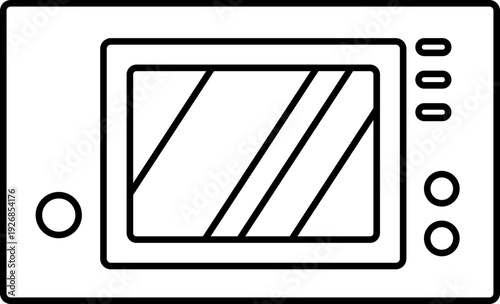 Simple Outline Kitchen Microwave Oven Appliance Electronic Cooking Icon