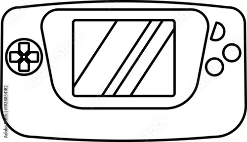 Outline Minimalist Vintage Portable Video Game Console Device Handheld Player Illustration Icon