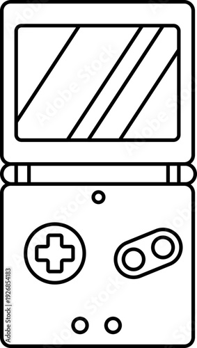 Simple Outline Handheld Game Console Device Isolated Line Art Illustration