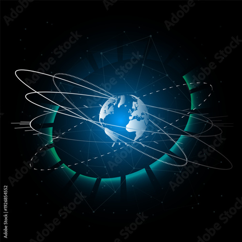 abstract technology futuristic concept HUD interface hologram elements of digital data and circle percent vitality innovation on blue color background