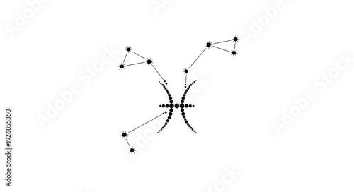 Pisces constellation and zodiac symbol illustration.