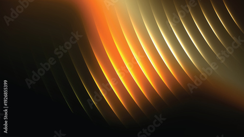 Gradient fractal glass background with wave ribbed stripes, glowing liquid gradient and illuminated geometric structure, creating a vibrant abstract vector design