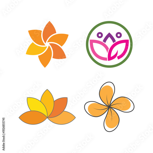 Plumeria flower lotus beauty logo