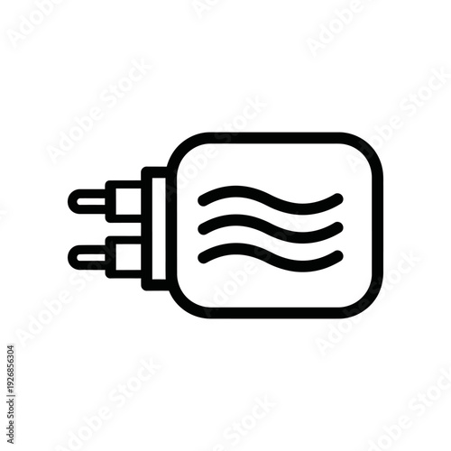 A minimalist electric heater icon depicted in black line art on a white background, conveying warmth and simplicity.