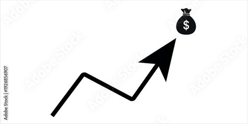 Increasing financial growth with rising money bag