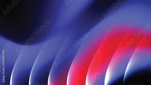 Gradient fractal glass background with ribbed stripes, glowing liquid gradient and illuminated geometric structure, creating a vibrant abstract vector design