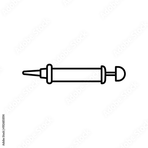 A minimalist black line illustration of a caulk gun against a clean white background, ideal for DIY and home improvement themes.