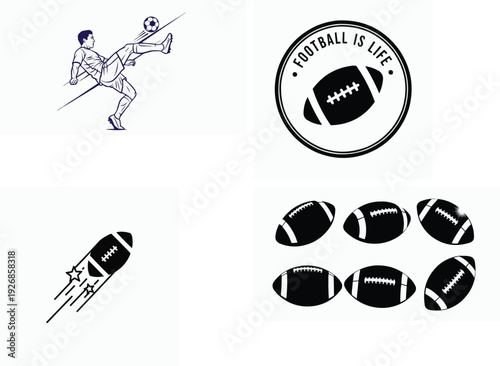 American football illustrations and graphics for sports design and creative projects online