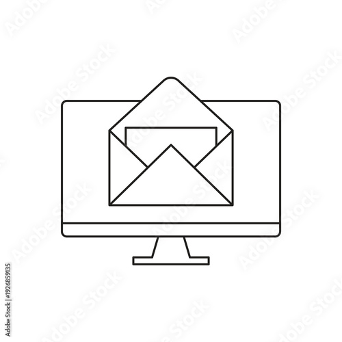 Read email message on computer monitor icon