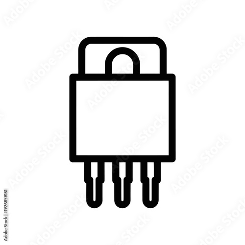 A minimalist black padlock icon featuring three prongs at the bottom, set against a clean white background.