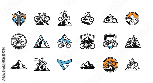 Collection of Mountain Biking Icons and Logos.