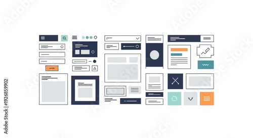 Collection of Website UI Elements and Wireframe Components.