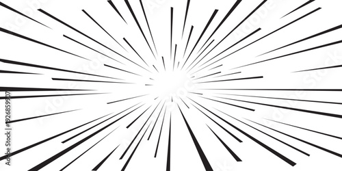 Speed motion effect with sharp black rays on light background. Speed effect background in anime style for posters, stickers, covers, and graphic designs.