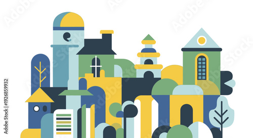 Colorful Abstract Buildings Cityscape Illustration.