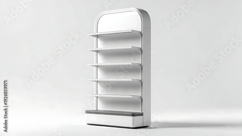 White Empty Store Shelving Display Unit.