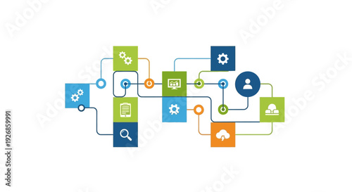Wallpaper Mural Complex Network Diagram Illustrating Interconnected Digital Systems and Processes. Torontodigital.ca