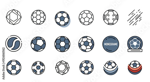Collection of Various Soccer Ball Icons.