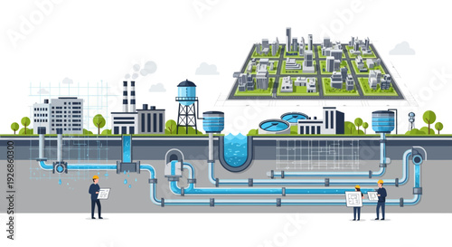 Complex Underground Water System Infrastructure Diagram.