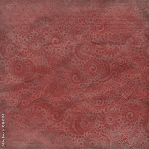 Vintage red grunge floral swirl pattern with textured paper effect. Artistic seamless background perfect for scrapbooking, posters, textile and creative designs.