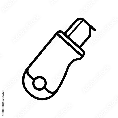A minimalist black line drawing of a fuse on a plain white background, ideal for technical illustrations.