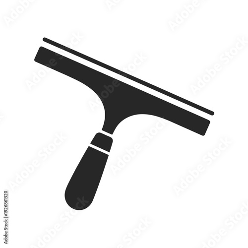A simple black silhouette illustration of a window squeegee tool