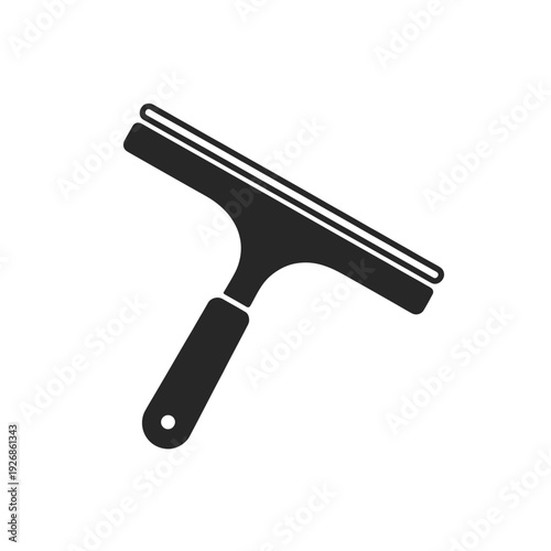 Simple black silhouette of a window squeegee on a white background