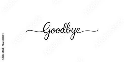 Elegant goodbye script lettering on a clean white background for farewell cards and designs Vector, illustration