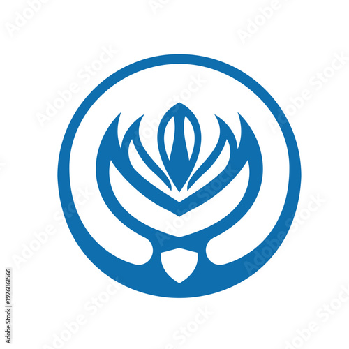 Blue Circular Lotus Emblem Logo For Wellness Spa Corporate Brand Identity And Modern Minimal Design