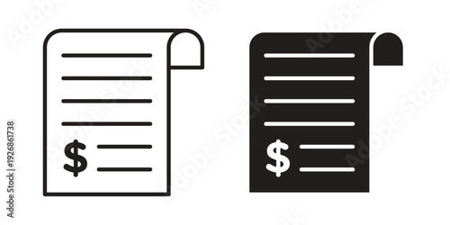 paper check receipt icon. Perfect for app and web interfaces, marketing, etc.