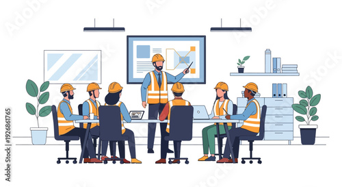 Construction Team Meeting Discussing Project Plans.