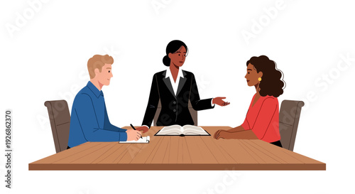 Diverse business professionals collaborating around a conference table.