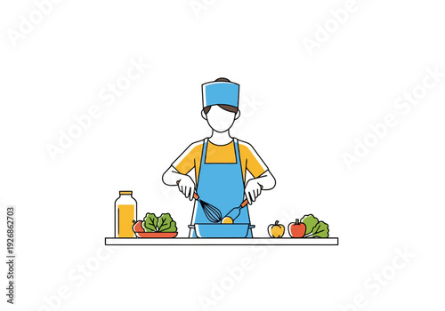 Healthy Home Cooking Preparation Activity With Fresh Ingredients Prepared For Culinary Creation