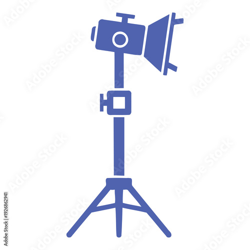 Blue studio flash photography light on stand and tripod equipment icon