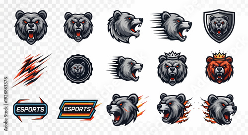 Collection of Various Bear Head Logos Designs.