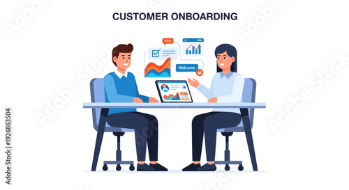 Customer Onboarding Meeting Business Professionals Discussing Strategy.