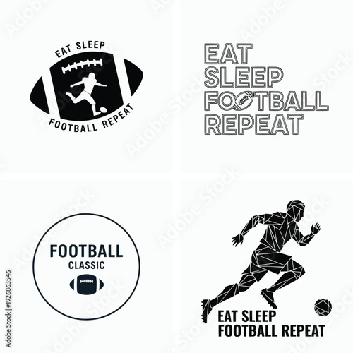 Collection of footballthemed graphics and motivational quotes for sports enthusiasts and athletes alike