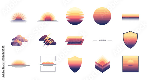 Geometric Shapes with Gradient Orange Colors.