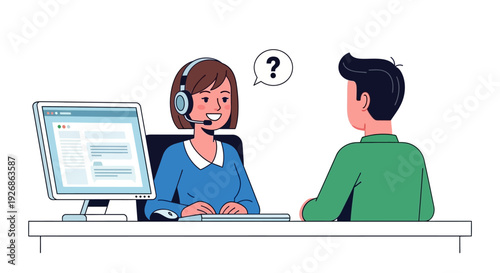 Customer service agent assisting a client with a question.