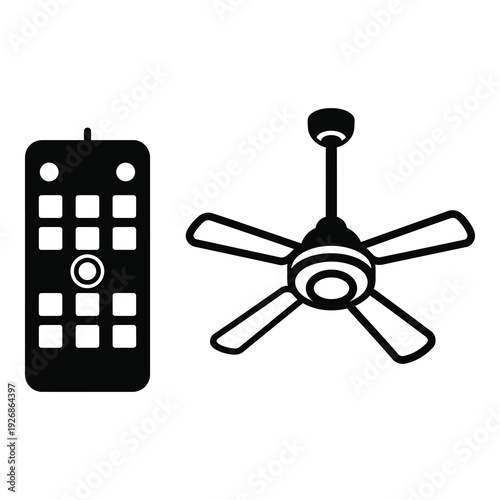 Ceiling fan and remote control for home appliances and electronics  modern technology icon