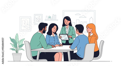 Diverse business team collaborating in a meeting.