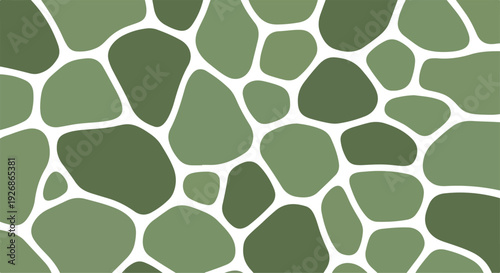Green animal skin pattern with irregular shapes on white background