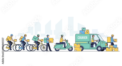 Diverse Delivery Services with Vehicles and People.