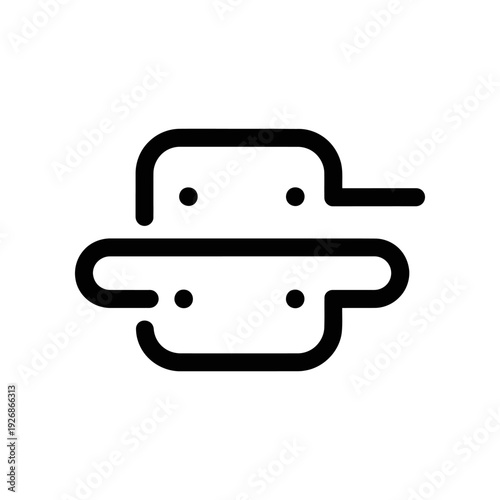 A minimalist black robot face icon on a white background, ideal for tech and digital concepts.