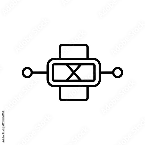 A minimalist black line icon depicting a switch or button on a plain white background, ideal for UI/UX design concepts.